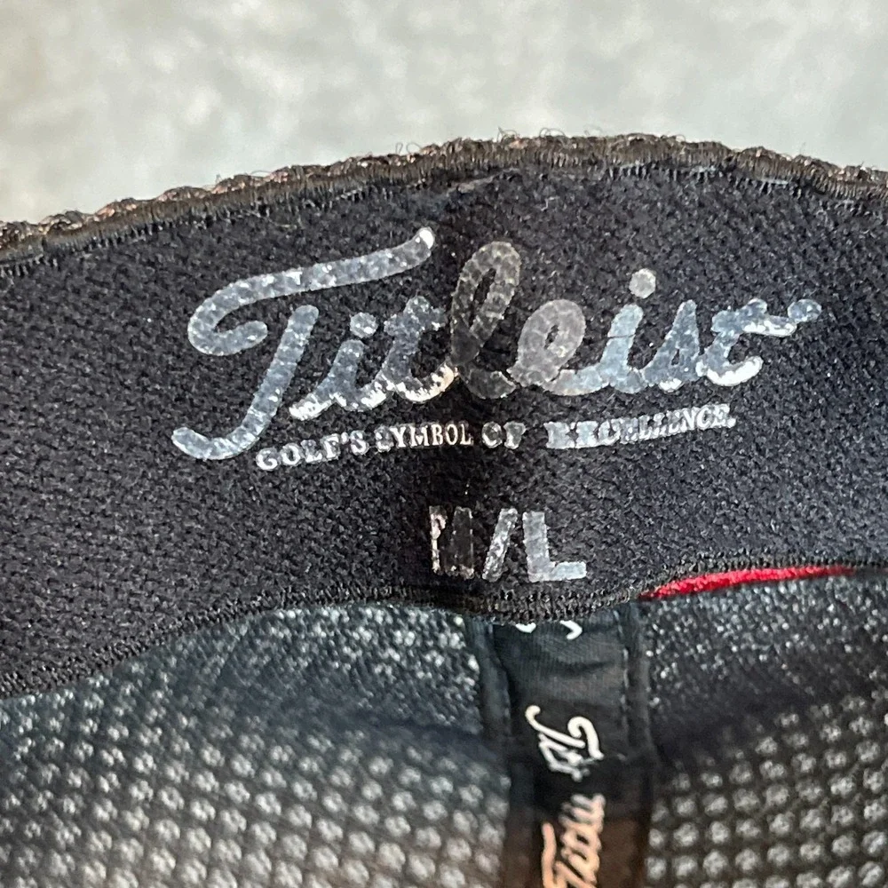 Titleist Pro V1 FootJoy Mesh Stretch Fitted Golf Hat Baseball Cap M/L Gray Black